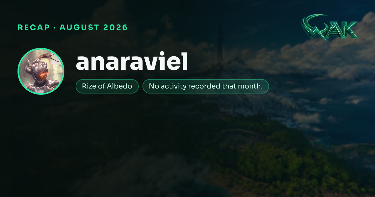 August 2026 recap — anaraviel — WAK